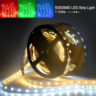 DC12V SMD5050 RGB Led Strip Light Not Waterproof Led Tape Lamp Flexible Ribbon Diode Single Color 5M/Roll 60LEDs/M Led Lights