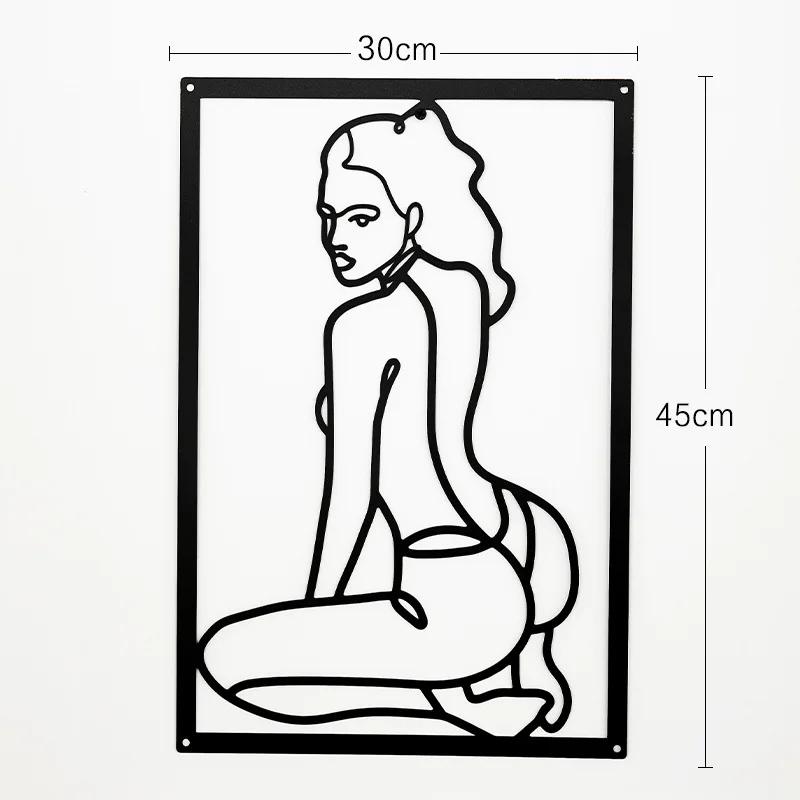Modern Simple Abstract Female Line Decoration Background Wall Living Room Wall Decoration Hanging Painting Metal Material