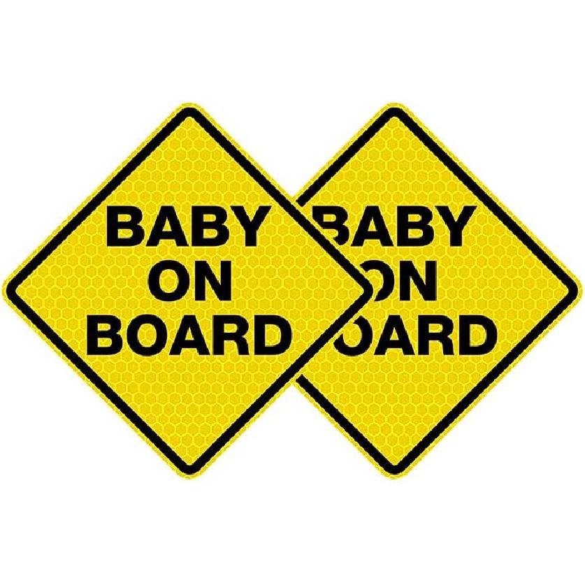 2pcs Reflective Car Sticker Baby on Board High Intensity Reflective Sticker for Car Waterproof Safety Warning Auto Bumper Window Sticker Kids on