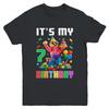 Its My 7th Seven Birthday Building Brick 7 Seven Old Boys Shirt Kid Short Sleeve Tee