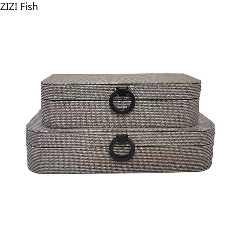 Imitation Textile Jewelry Boxes Minimalist Leather Cosmetic Jar Dresser Table Desk Decoration Home Exquisite Jewelry Storage Jar