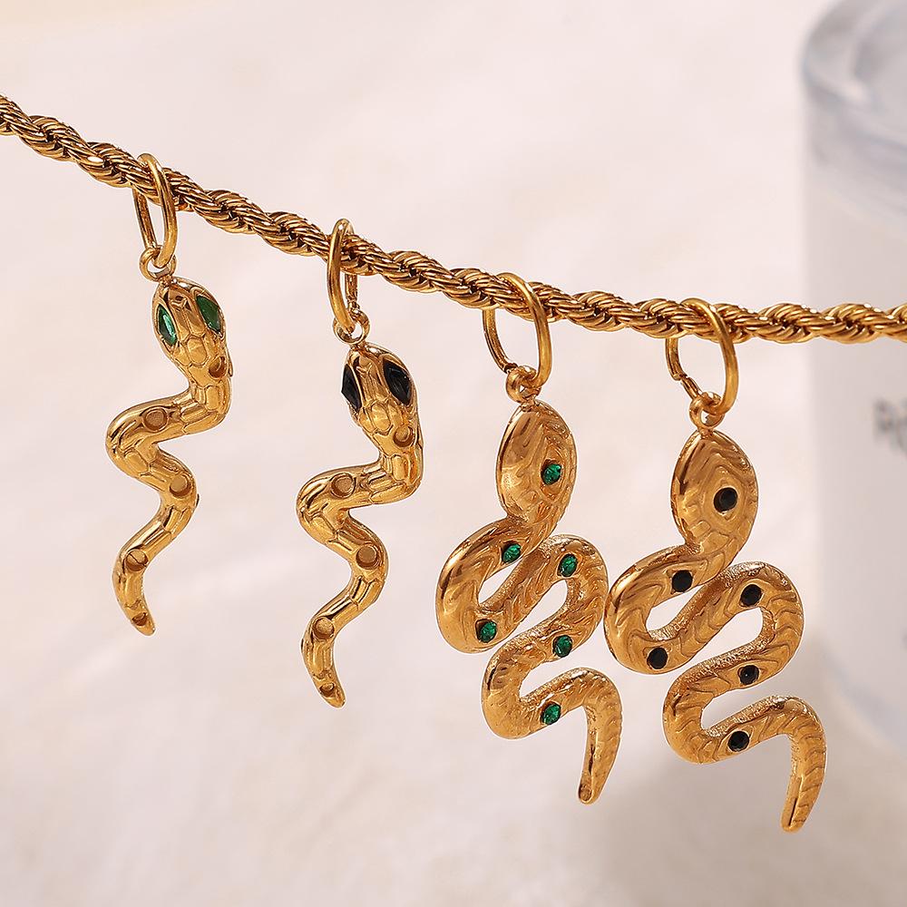 Hot Sale Round Pendant Stainless Steel Plated 18K Gold Snake Crystal Design Necklace Bracelet Accessories