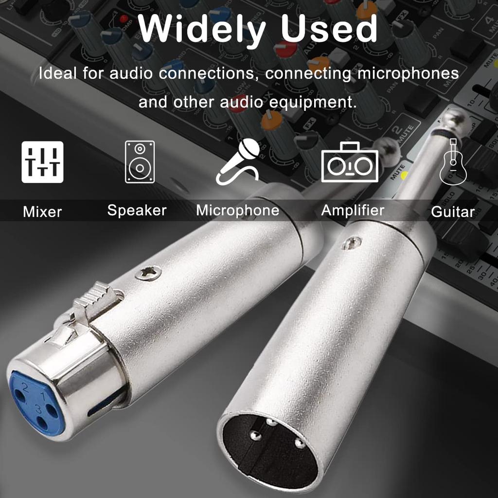 Xiatiaosann XLR Female To Male Converter Audio Mono Adapter TS Socket Jack for Microphone 6 Pack 3-Pin 6.35mm Mixer,