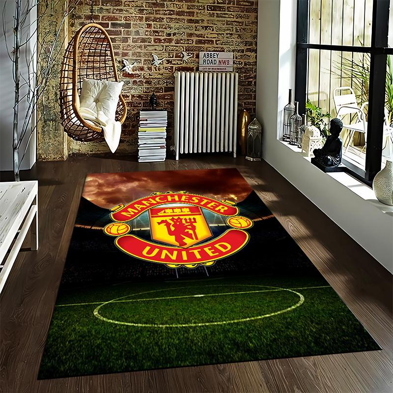 "Manchester United Logo Carpet, Stadium Background, Sports Fan Rug" Suitable for Use As an Anti-slip for Living Room Bedroom Sofas
