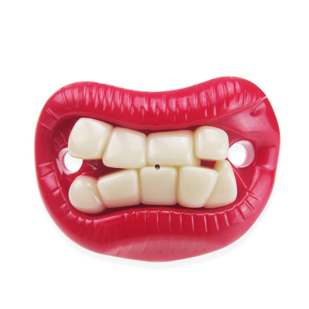 Baby Silicone Pacifier with Goofy Mustache & Teeth - Red Lips, 20 Styles