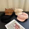 Warm Hat Newsboy Cap Cute Cat Ear Plush Beret New Cat Ears Bow Cap  for Student Wear