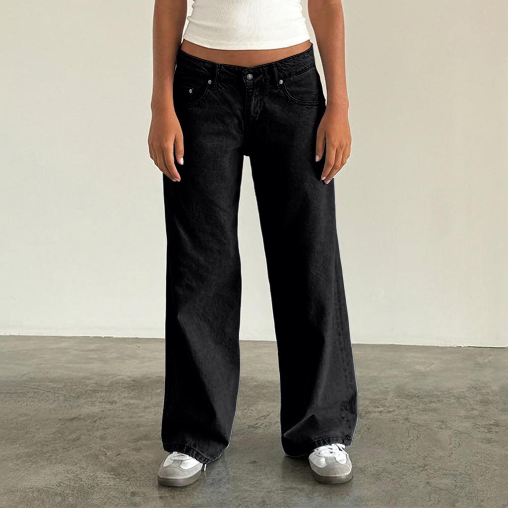 Dámské barevné džíny volné ležérní rovné široké kalhoty