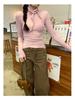 In Stock: Women's High-End Autumn/Winter 2026 Bow Tie Lace Wool Base T-Shirt
