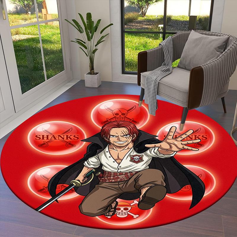 One Piece Poster Round Area Rug Carpet Rug For Living Room Bedroom Sofa Playroom Decor Nonslip Floor Mat