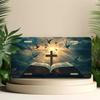 [Activate ] 2D Flat, Christian License Plate Cover And Plate | Bible Verse Design with Cross, Dove, And Open Book - Heavy-Duty Car Plate Protector - F