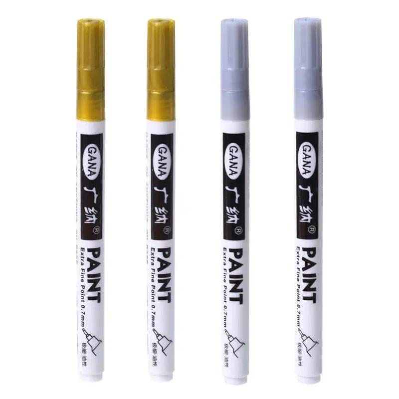 4 Stück/Set Ölbasierte Weiße Schwarze Permanente Farbe Marker Stifte 07mm Extra Fein Wasserabweisend für Felsenmalerei Holz Metall Leinwand