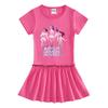 Kpop Monster Hunter Girls' Summer Pleated Dress - Stylish Color Block Ruffle Skirt for Children