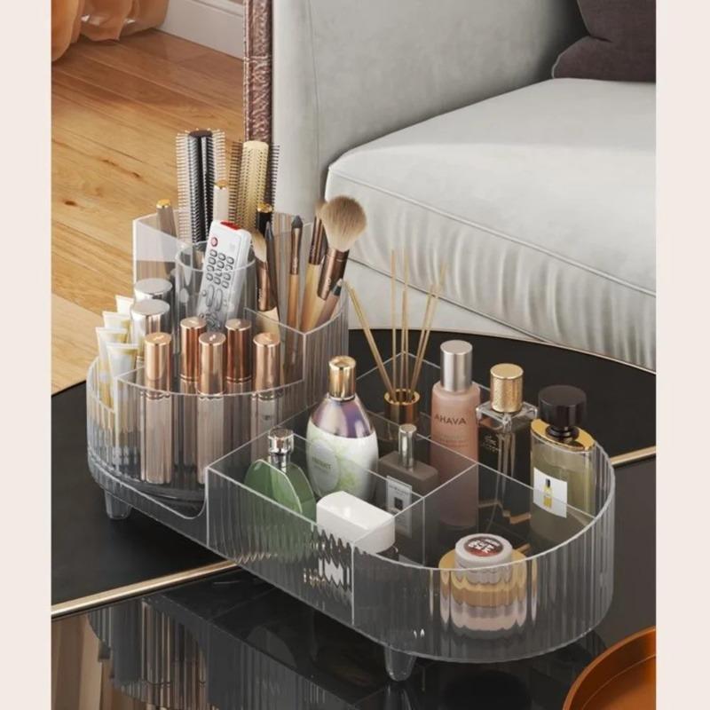Transparent Makeup Organizer 360° Rotating Cosmetic Tools Storage Large Capacity Makeup Brushes Display Case Holder Desktop
