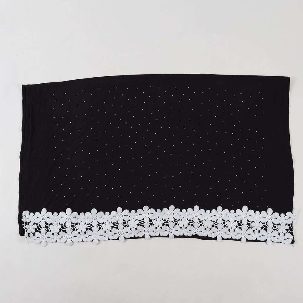 Muslim Jersey Hijab With Rhinestones Lace Hijabs Scarf For Woman Abayas Jersey Scarf Islamic Dress Women Turbans Headscarf Femme