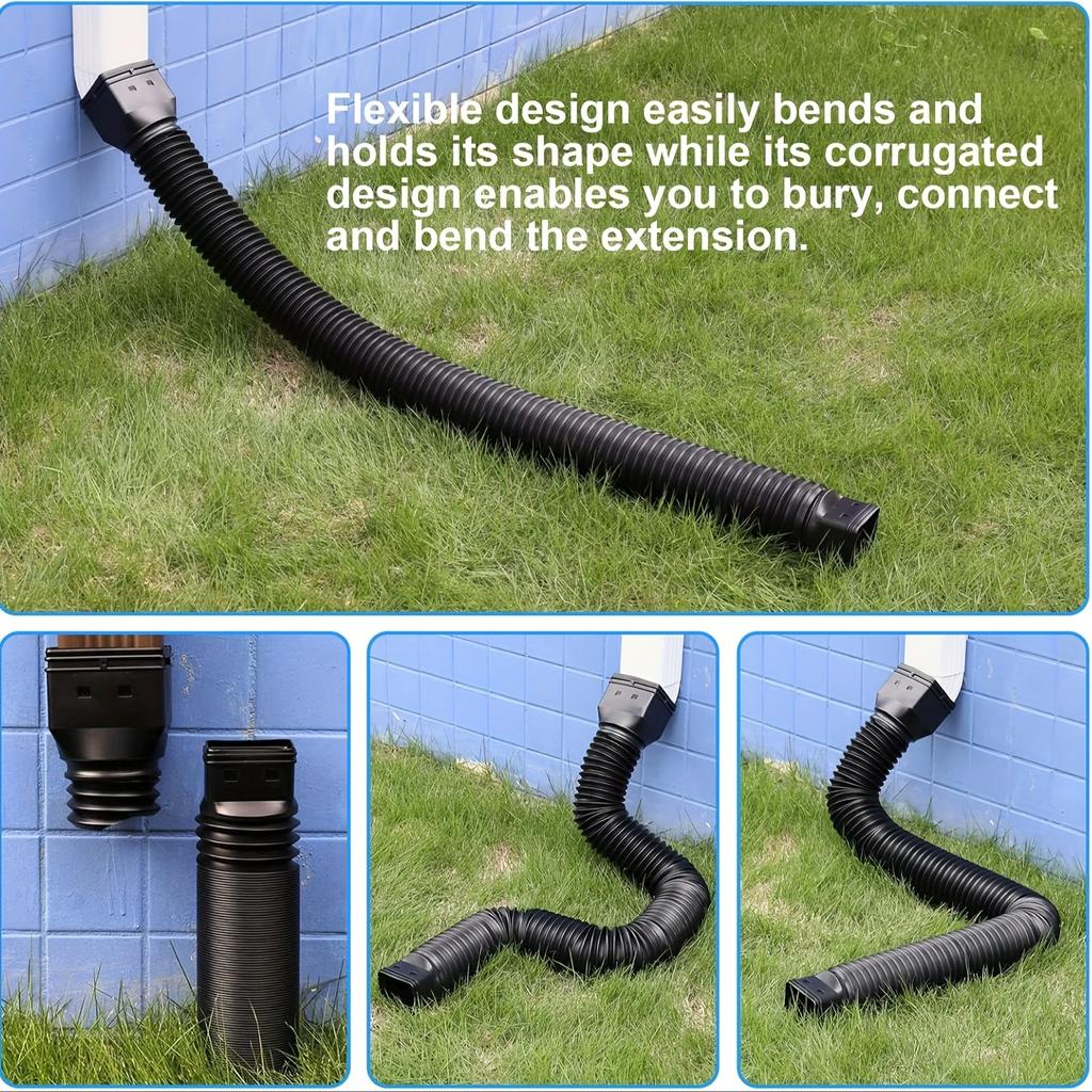 Flexible Downspout Extension for Gutter Drainage - 21 To 68 Inches, Easy Installation, Waterproof Rainwater Drainage System, Rainwater Management