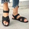 Women's round headed retro hollowed out casual one button open toed women's sandals