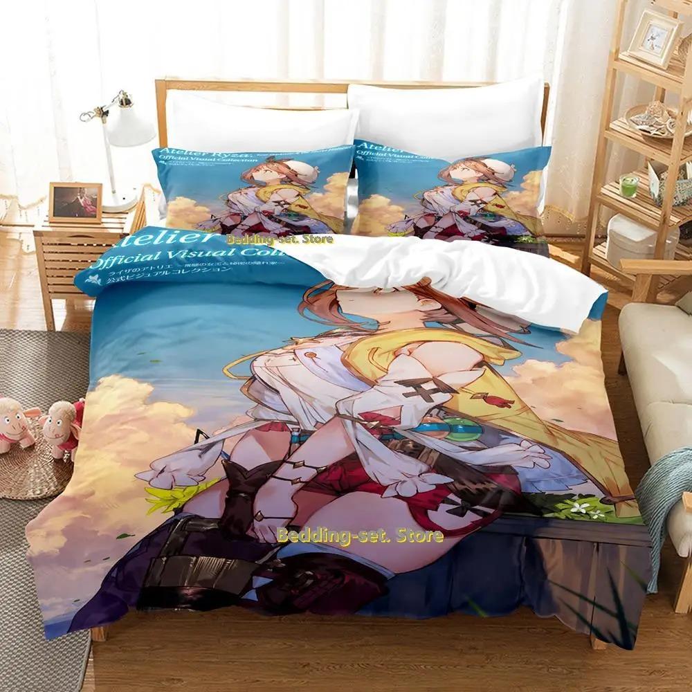 New Atelier Ryza Bedding Set Single Twin Full Queen King Size Bed Set Adult Kid Bedroom Duvetcover Sets Anime Parure De Lit Bed