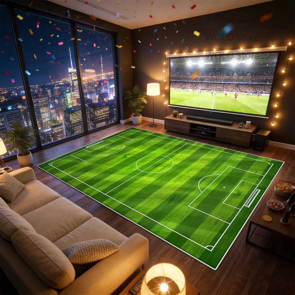 Large Soccer Football Field Rug Carpet Mat for Living Room Sports Game Decoration Outdoor Indoor Gaming Playroom Floor Covering