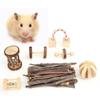 Conjunto de Brinquedos de Roer, Brincar e Morder de Madeira para Pequenos Animais para Hamster, Chinchila, Coelho(sete peças )