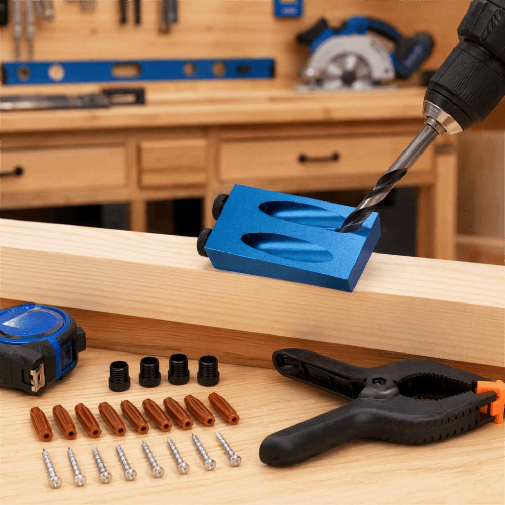 34pcs 15° Drilling Angle Pocket Hole Jig Kit Oblique Drill Positioner For Carpenters