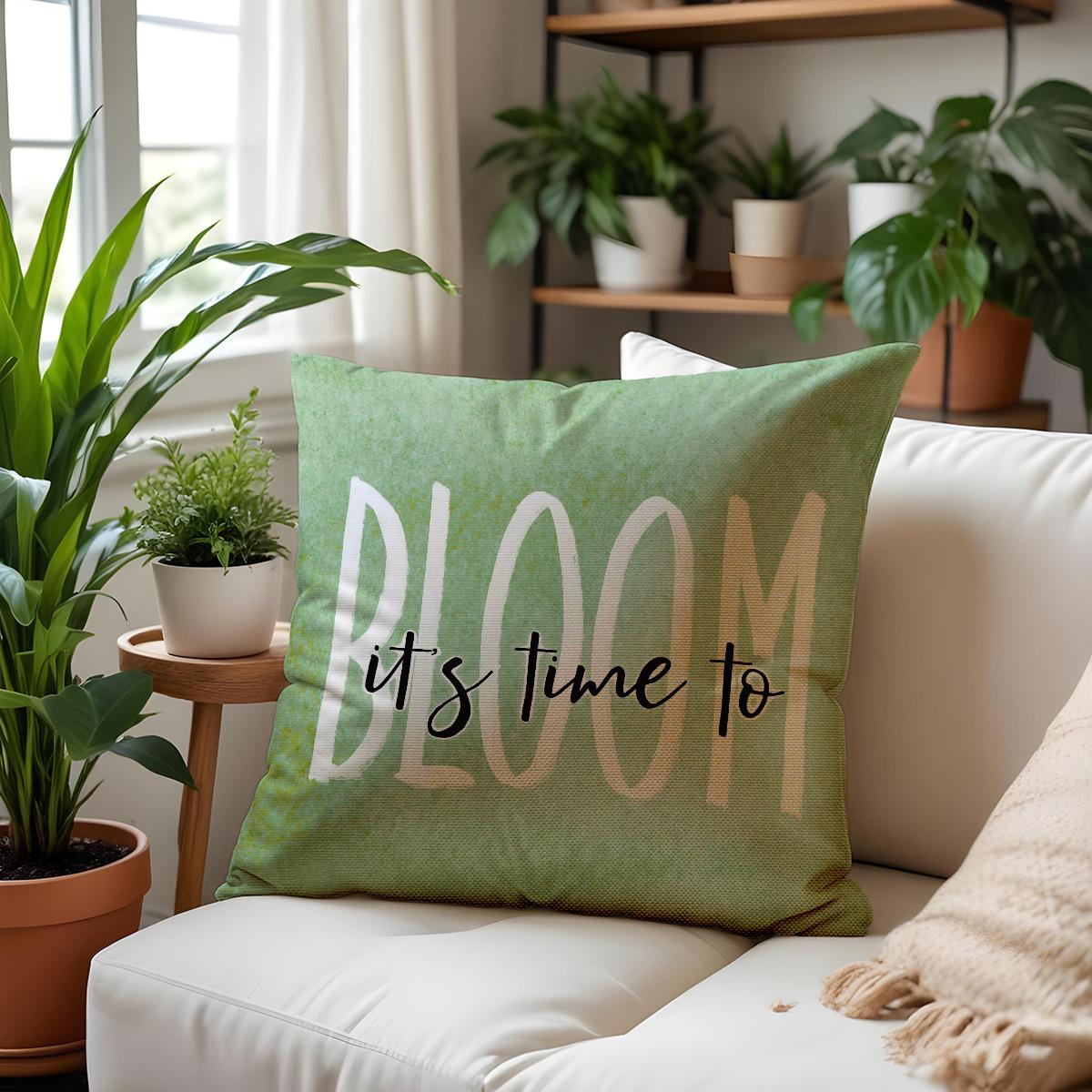 

Новая зеленая растительная наволочка Весенняя Маленькая свежая льняная с принтом Подушка для дивана Универсальная прикроватная подушка 45 * 45Cm