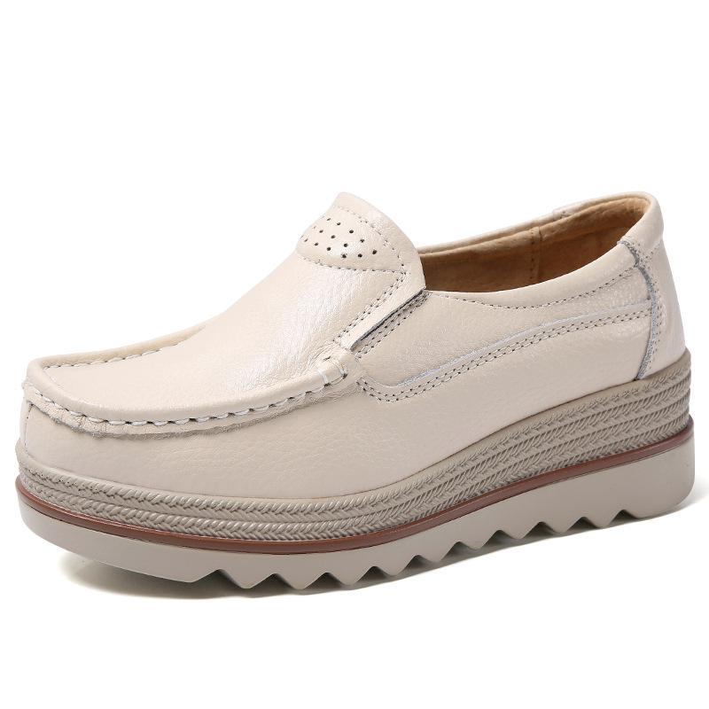 Новая женская повседневная обувь лоферы без шнуровки модная удобная дышащая женская обувь на платформе увеличивающая рост 37 2990₽