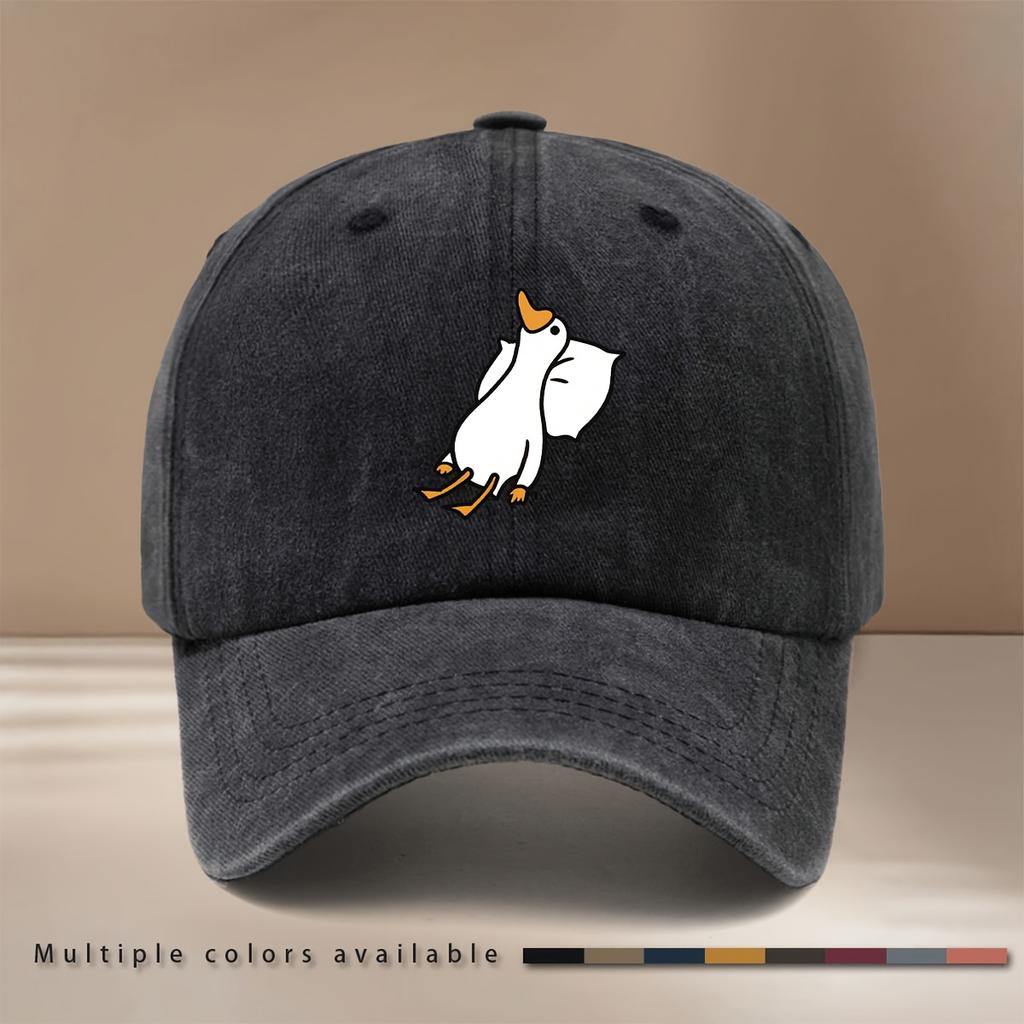 Trendy and Comfortable Adjustable Peaked Trucker Hat with Printed Flat Duck Pattern Baseball Cap