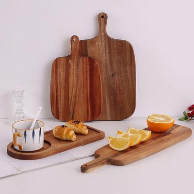 Portable Solid Wood Cutting Board with Handle for Kitchen and Outdoor Use