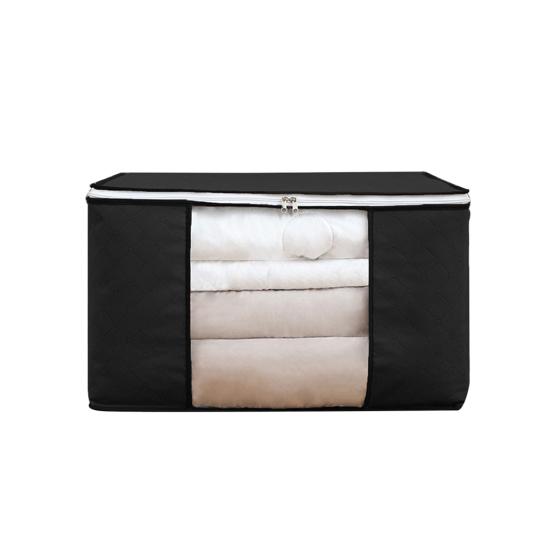 

Контейнер для одежды Многоразовый износостойкий нетканый материал Прочный широко открывающийся мешок для хранения одеяла для спальни A чёрный