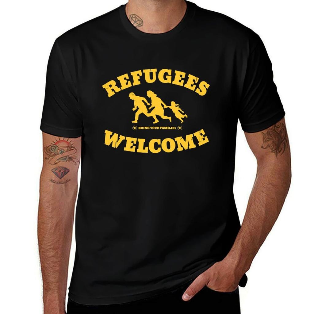 Refugees Welcome T-Shirt Urlaubs-Leichtgewicht-T-Shirt