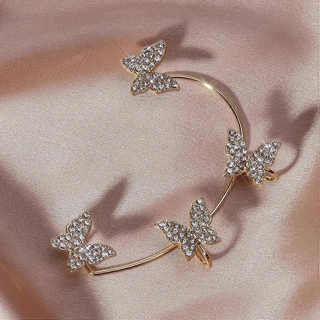 Shining Butterfly Zircon Cuff Earrings Non Piercing Earnings Luxury Jewelry For Women