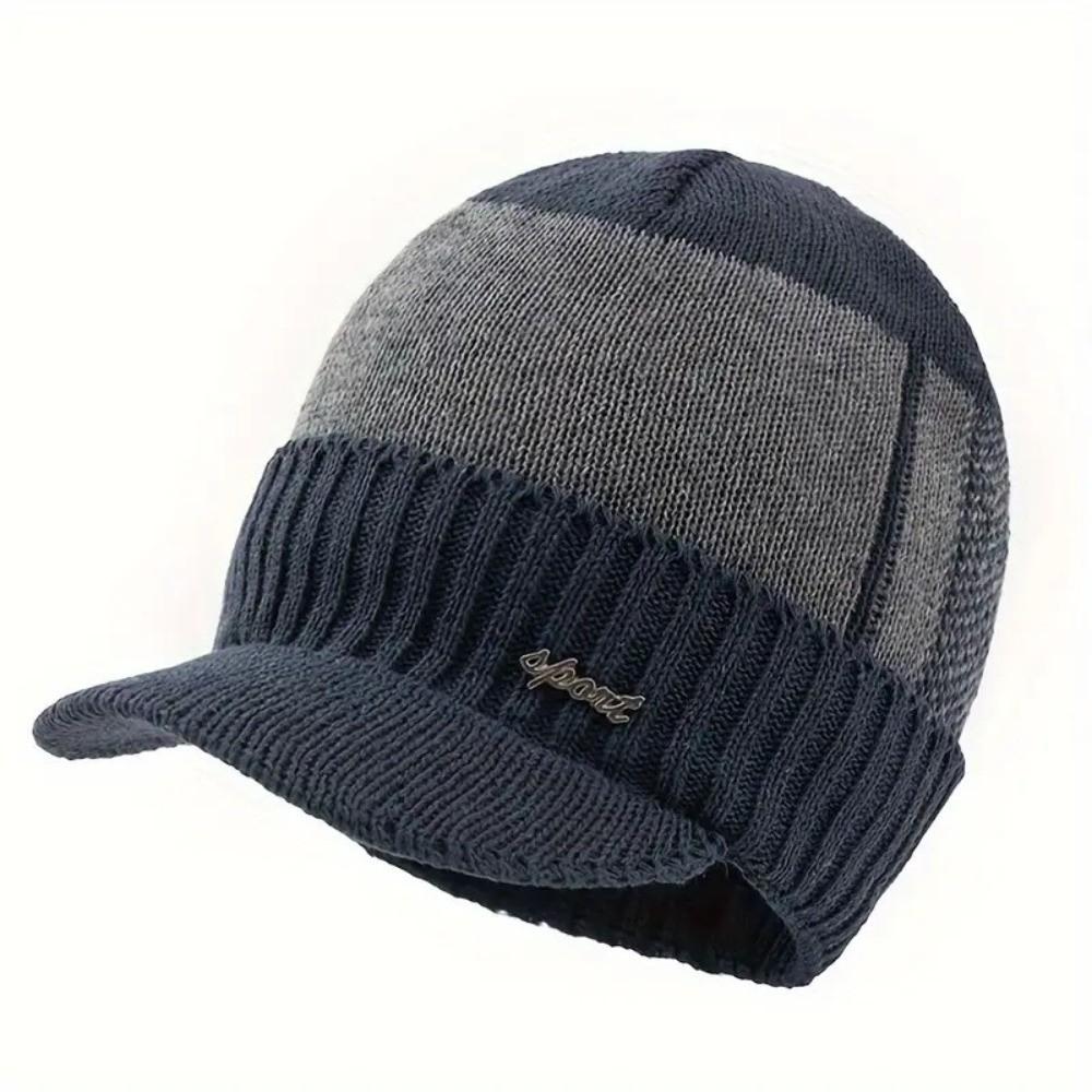 

Ear Protection Knit Baseball Cap Thickened Plush Winter Warm Hat New Dad Hat for Men Women темно-синього кольору