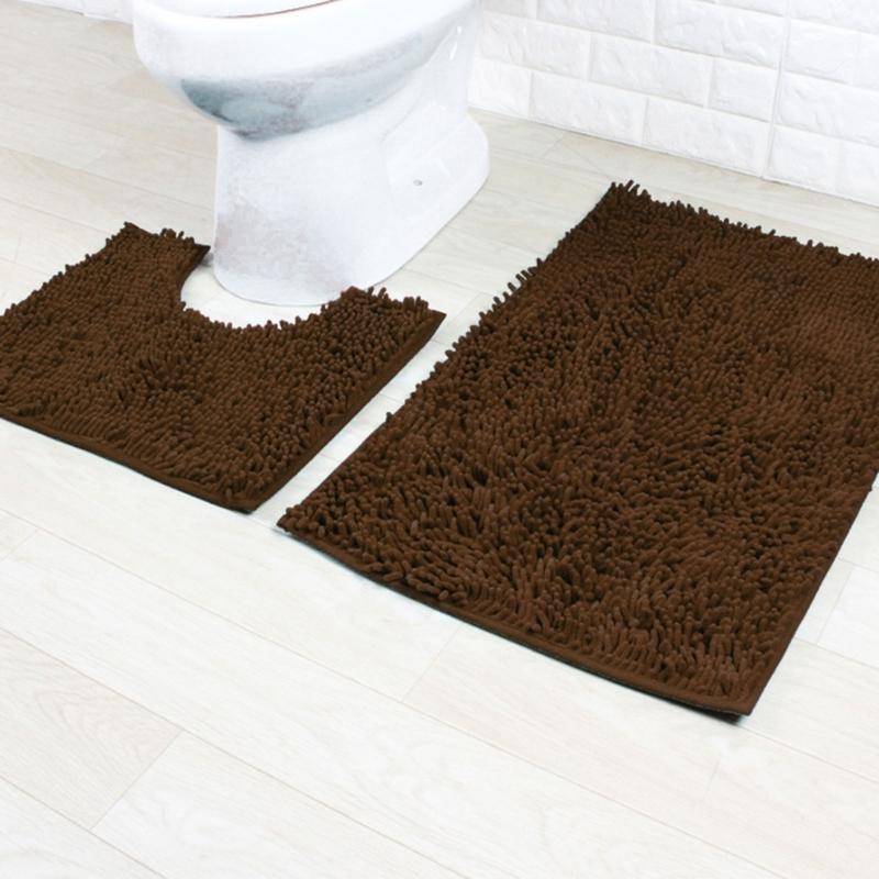 Bathroom Rugs Chenilles Bath Mats Set of 2 Nonslip Bath Mats Super Absorbent UShaped Carpets Decoration Machine Wash