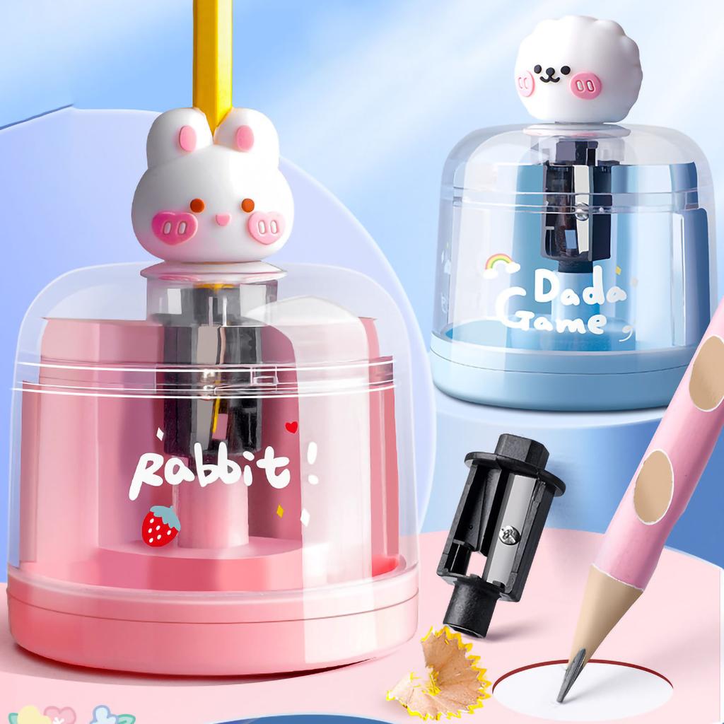 Electric Pencil Sharpener Full Automatic Cute Animal Style Nonslip Pads Electric Sharpener for Home 