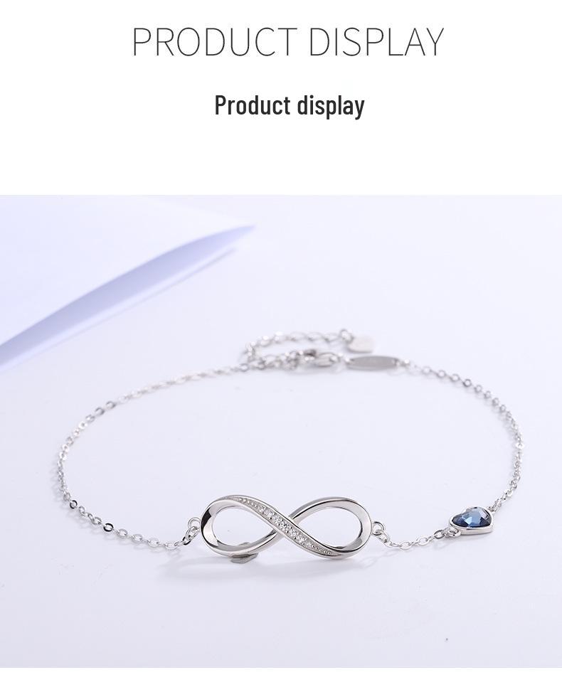 925 Sterling Silver Infinity Heart Bracelet with Crystal - Elegant Women's Jewelry Gift
