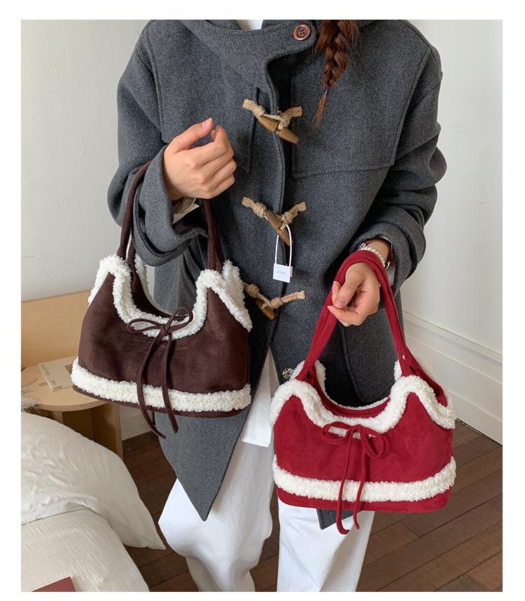 Korean-Style Plush Suede Shoulder Bag for Women - 2025 Fashion