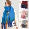 Scarves Men Women Winter Solid Tassel Scarf Versatile Warm Neckerchief Plaid Tassels Shawl Mohair Color Matching Scarf