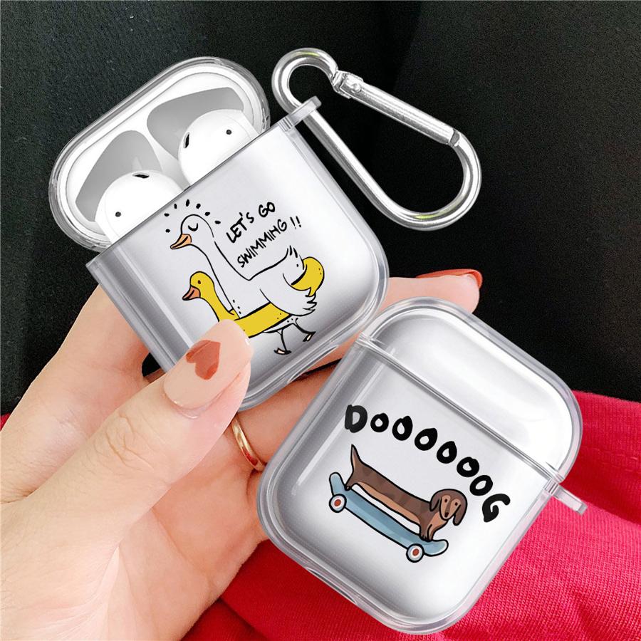 Cute Duck Dog Clear Earphone Cases Cover Case For Airpods 4 Pro2 Pro3 Pro 1 2 3