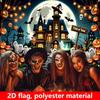 2D Halloween decoration banner featuring pumpkin heads and ghost designs is perfect for parties and photography.