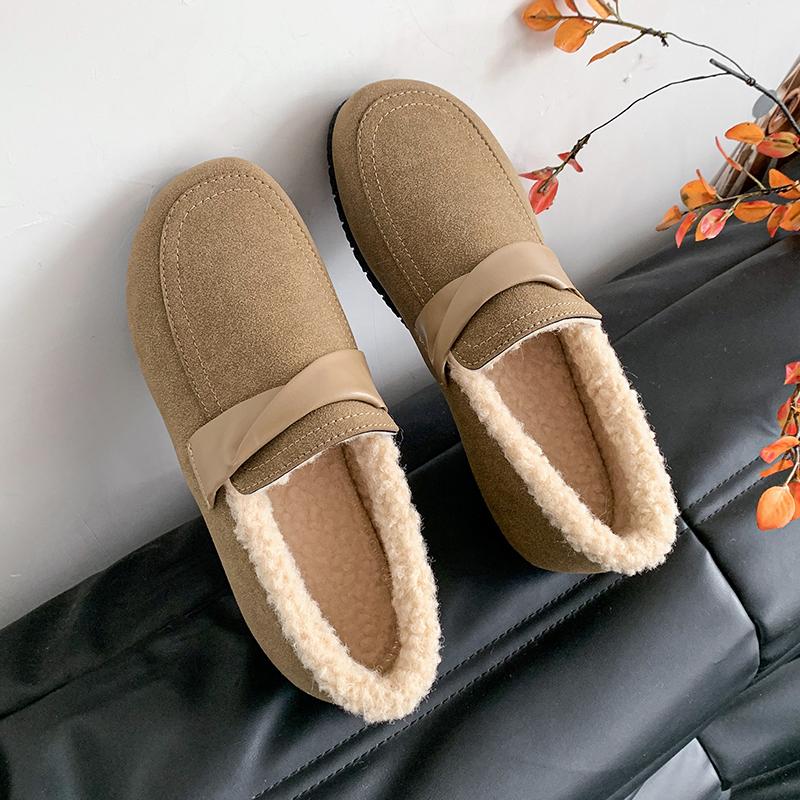 Women Shoes with Winter Velvet Cotton Shoes One Step On Warm and Non Slip for Mom Lightweight for Going Out 2024 New Flat Shoes
