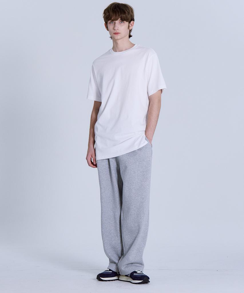 BASIC HOUSE Uni Layered Round Neck Short Sleeve Tee Long Length (+7Cm) White Lats0106