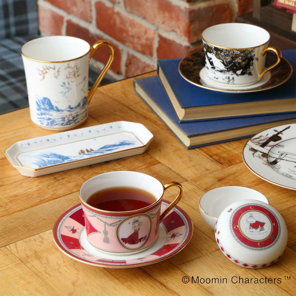 Noritake Cup Saucer both coffee and Moominvalley Summer Bone & (for tea), 245cc, Moomin, Festival, Red, China, TG93686/N-092L