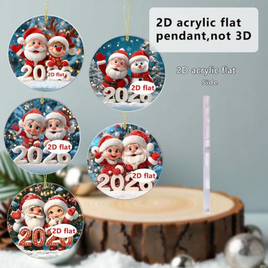 Christmas Ornament Cartoon Santa Claus Snowman Reindeer 2D Acrylic Christmas