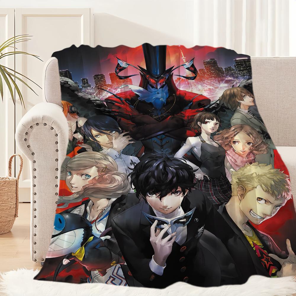 Game Cool 5 Cute Blanket Plush Nap Sofa Rug P-Persona for Living Room Warm Office Bedroom Birthday Home Travel Kid Gifts