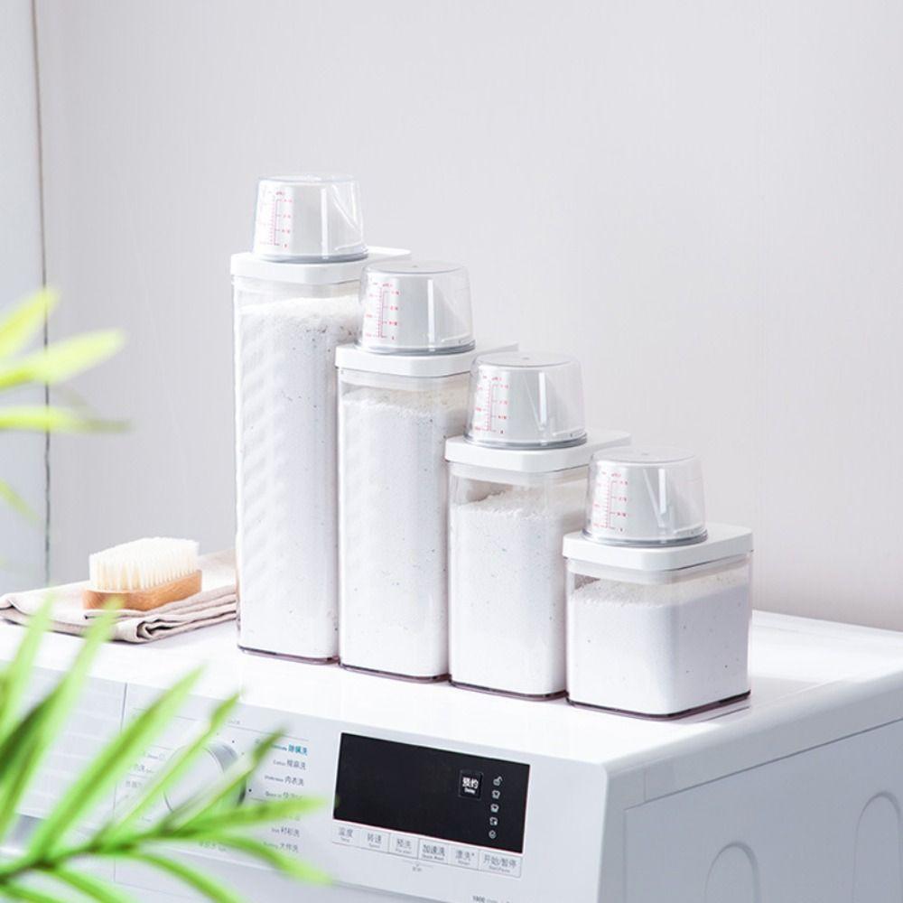 Sealed Laundry Powder Storage Box with Measuring Cup Detergent Powder Tank