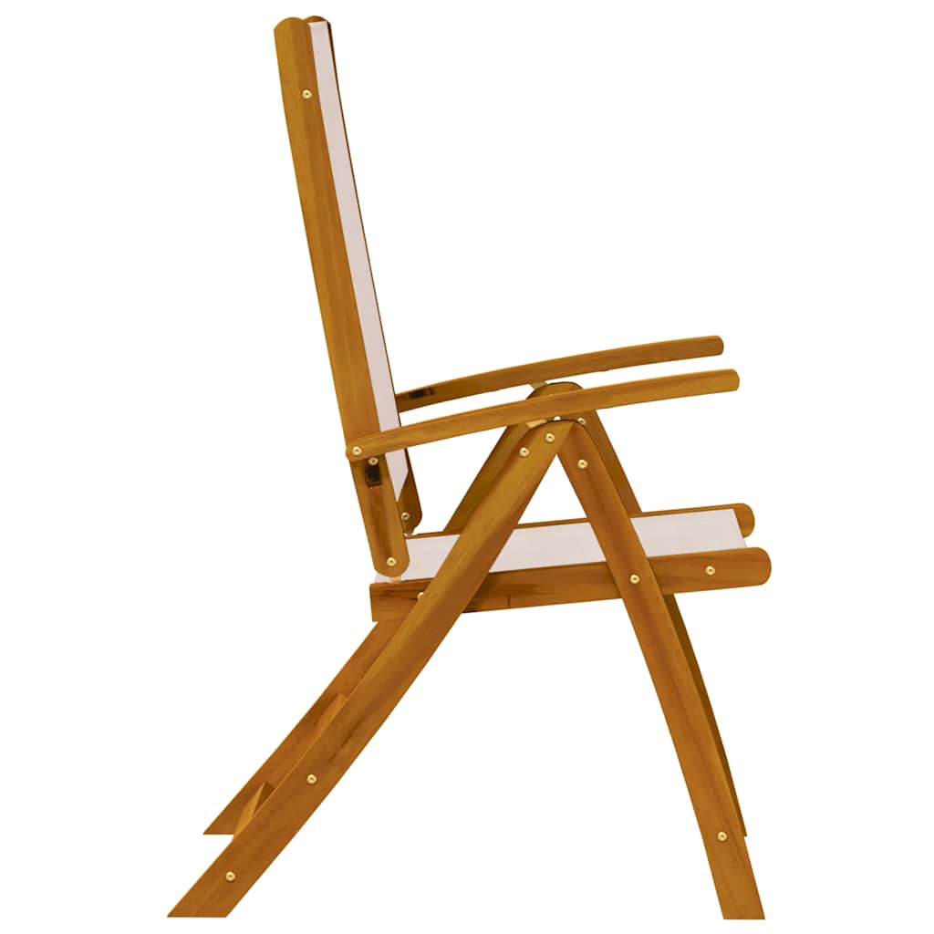 Vidaxl Folding Garden Chairs, 6 Pcs., Acacia Wood and Textilene