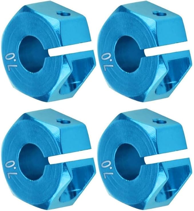 4Pcs 12mm Hex Wheel Hub Adapters – Universal for 1/10 RC Cars HSP Sakura – 7mm Height, Blue
