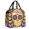 Mexican Sugar Skull Day Of The Dead Art Insulated Lunch Bags Women Resuable Thermal Cooler Food Lunch Box Outdoor Camping Travel