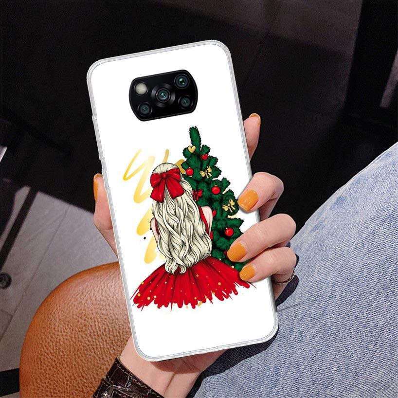 Christmas Girls Tree Gift Phone Case For Xiaomi Poco X7 X6 X5 Pro F7 Ultra Redmi 15C 15 13C 13 12C 12 10 10A 10C 9 9A 9C 9T Cove
