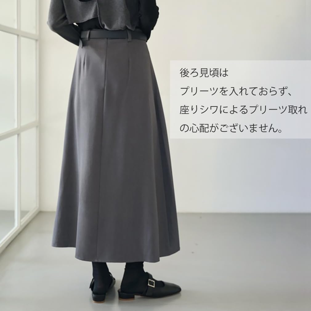 Long Pleated Maxi Back Perfect for Commuting or Everyday Plus Size [saliwind] Women's Skirt, A-Line, Zipper, Cute, Stylish, Wear, (Gray, Small)